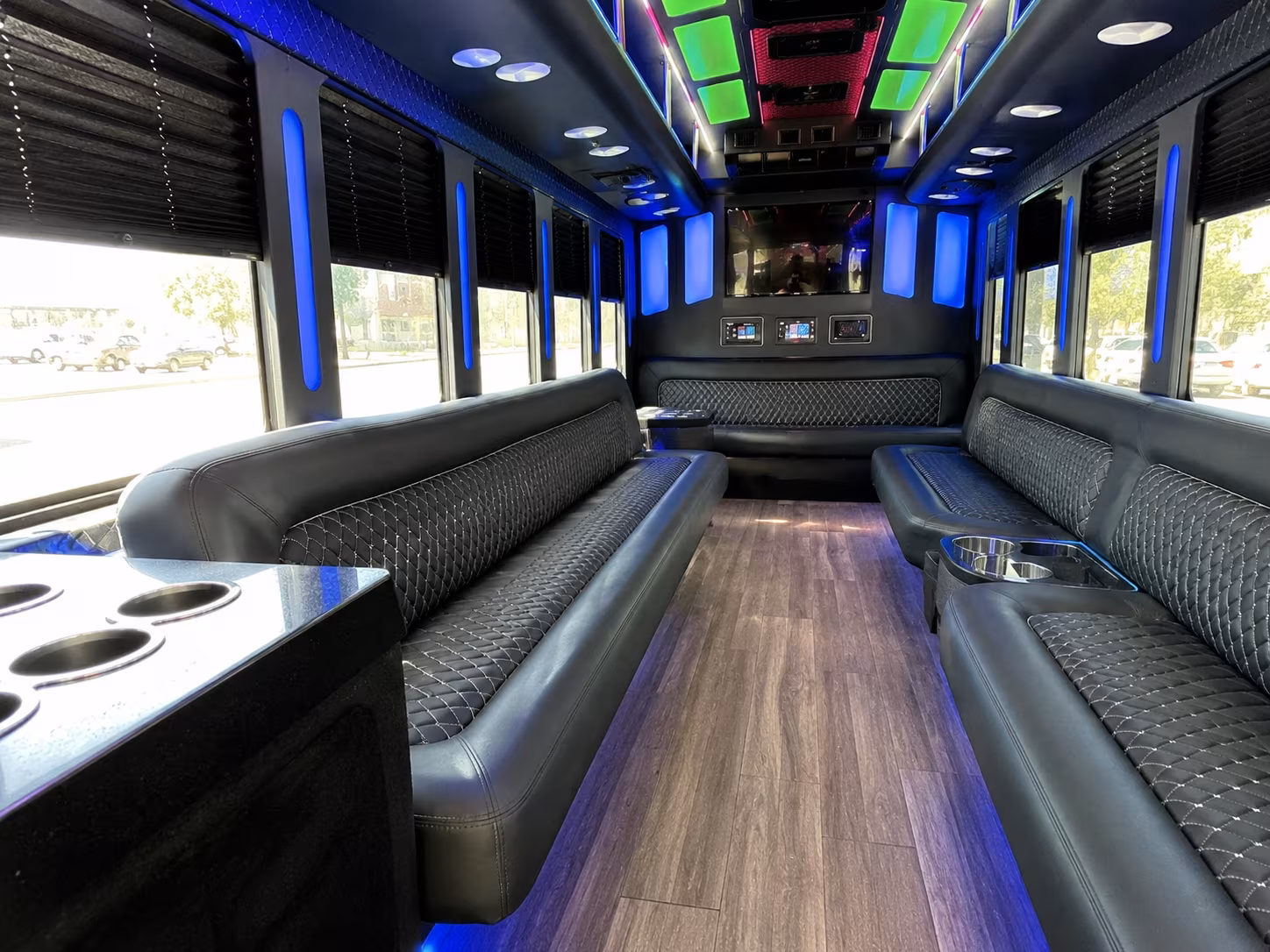 chino hills 15 passenger party bus inside