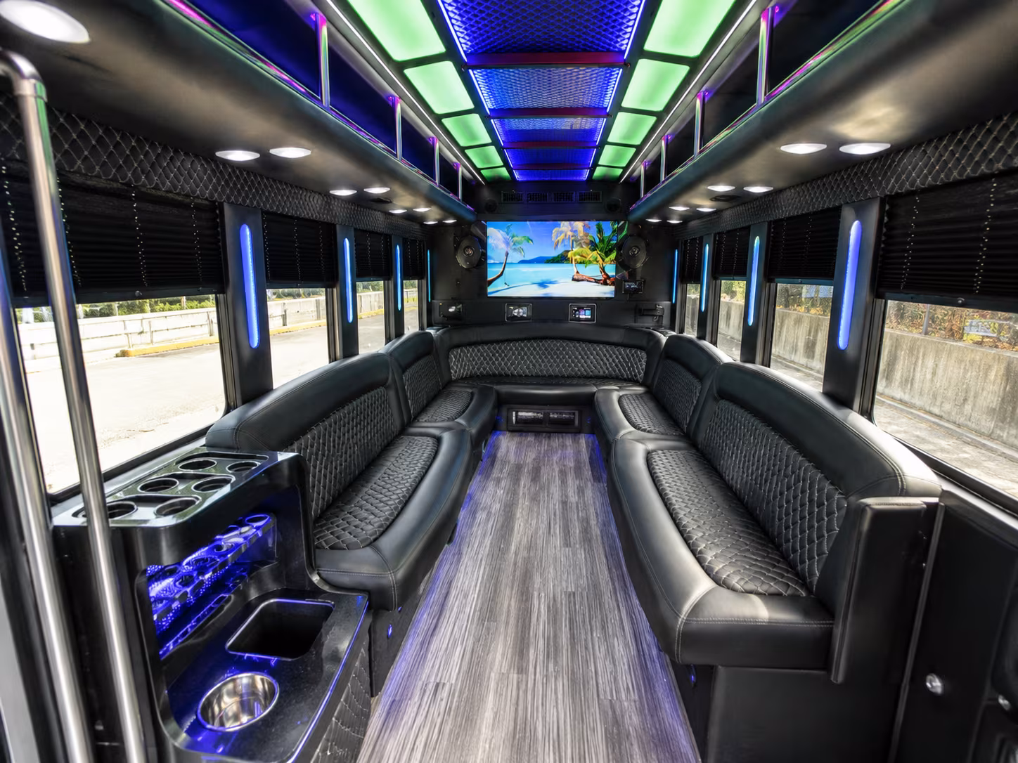 chino hills 18 passenger party bus inside