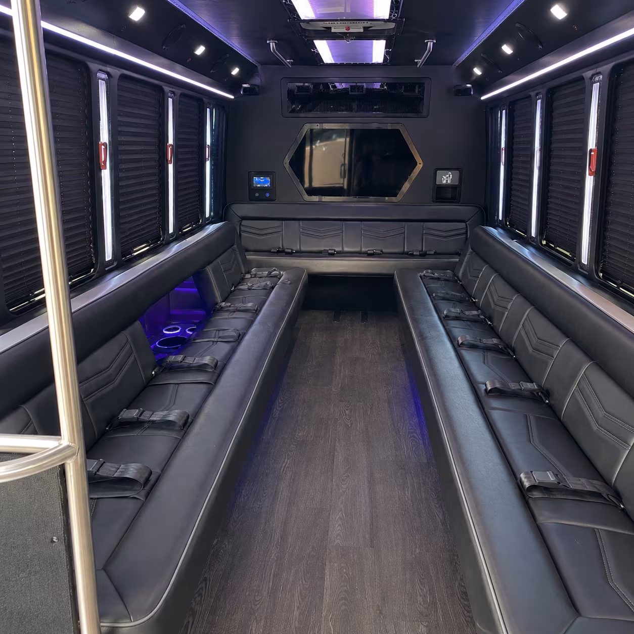 chino hills 18 passenger party bus interior
