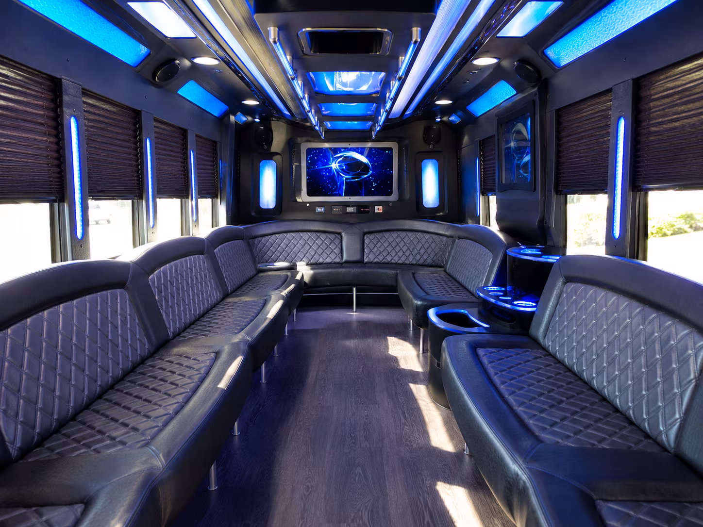 chino hills 28 passenger party bus inside